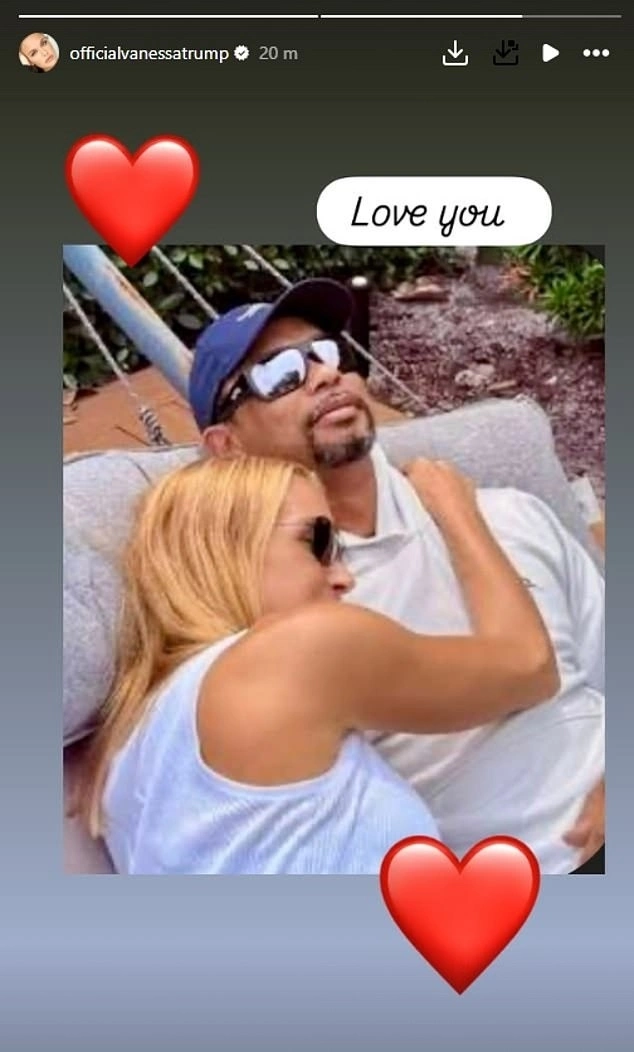 Vanessa Trumps loving message to her boyfriend Tiger Woods on Instagram. Photo by Instagram/@officialvanessatrump