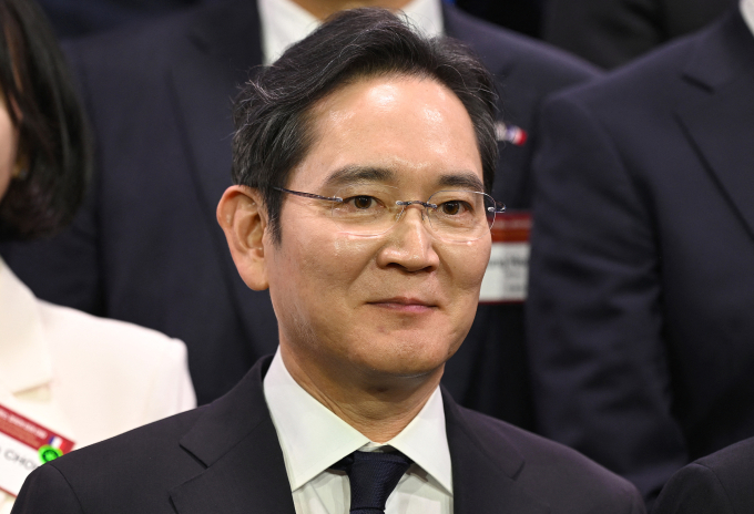 Samsung Electronics Executive Chairman Lee Jae-yong attends a French-Korean business forum in Seoul on April 3, 2026. Photo by AFP