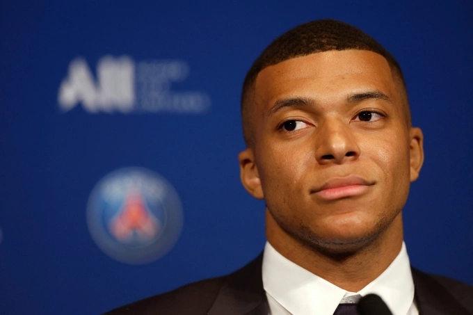 Kylian Mbappe during the press conference in Paris, France, on May 23, 2022. Photo by Reuters