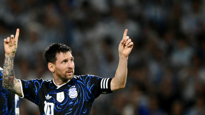 Lionel Messi during a match for Argentina. Photo by AFP