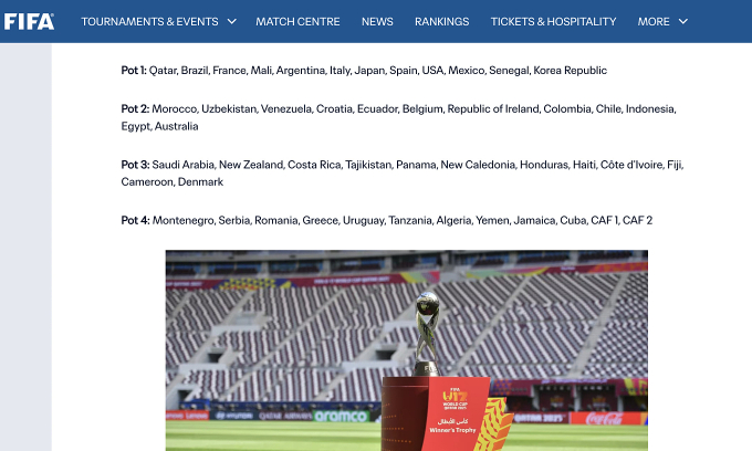 FIFA omits Vietnam, China from 2026 U17 World Cup list despite qualification