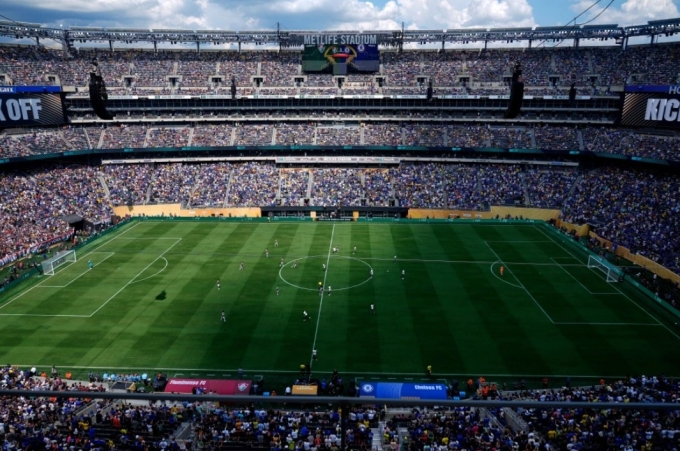 A panoramic view of MetLife Stadium during the FIFA Club World Cup match between Fluminense and Chelsea on July 8, 2025. Photo by AP