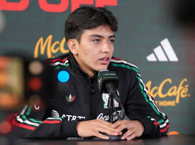 Gilberto Mora attends the Mexico national teams press conference in Pasadena, California on May 29, 2026. Photo by Reuters