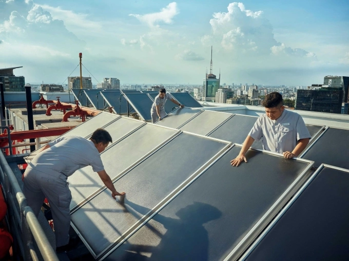 The hotel prioritizes the use of solar power to save costs and promote sustainability. Photo courtesy of Sheraton Saigon Grand Opera Hotel