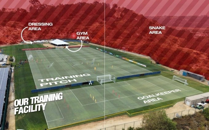 A map of the various sections of the Swizerland national teams training center in San Diego, California, USA. Photo by Instagram/@swissnatimen