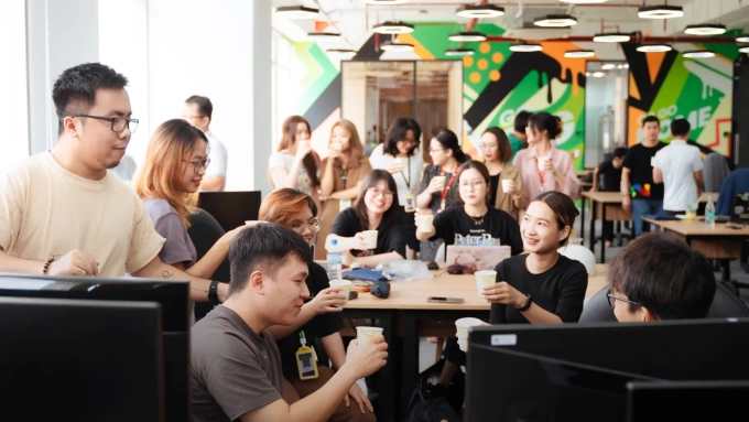Employees enjoying staff party at the office. Photo courtesy of Saigon Technology
