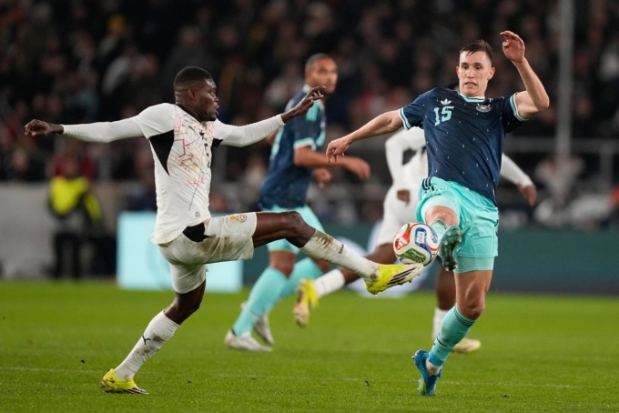 Thomas Partey (L) during Ghanas 1-2 friendly loss to Germany on March 30, 2026. Photo by AP