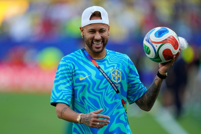 Neymar before the 1-1 draw of Brazil against Morocco in Group C of the World Cup at MetLife Stadium in East Rutherford, New Jersey, near New York, USA, on June 13, 2026. Photo by AP