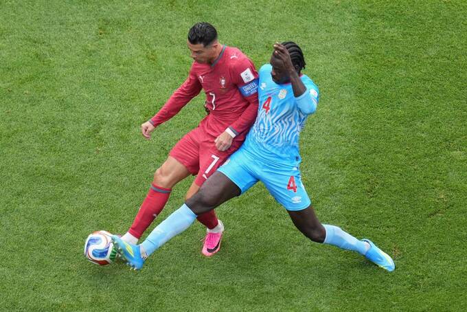Cristiano Ronaldo (number 7) during Portugals 1-1 draw against DR Congo in the World Cup group stage, at the NRG Stadium in Houston, USA, on June 17, 2026. Photo by AP