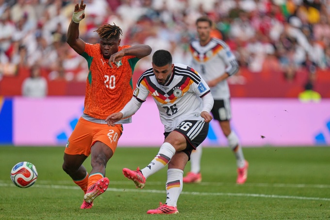 Germanys Deniz Undav scores their second goal during the World Cup Group E football match between Germany and Ivory Coast in Toronto, Saturday, June 20, 2026. Photo by AP