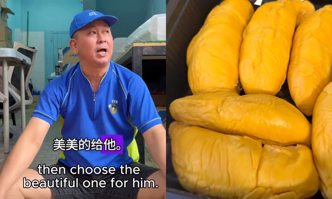 Singapore durian seller Max and his products are seen in TikTok videos. Photos via TikTok/SYR Trading