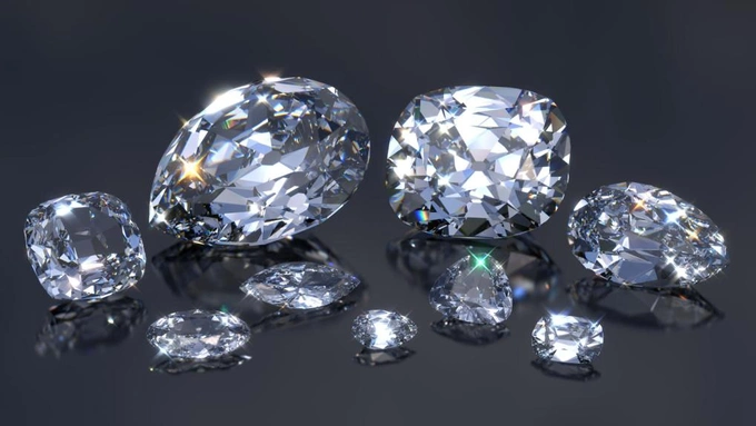 Diamond stones in various sizes. Photo from Cape Town Diamond Museum
