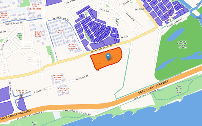The Bayshore Drive site (orange) as seen on Urban Redevelopment Authoritys map. Photo from URAs website