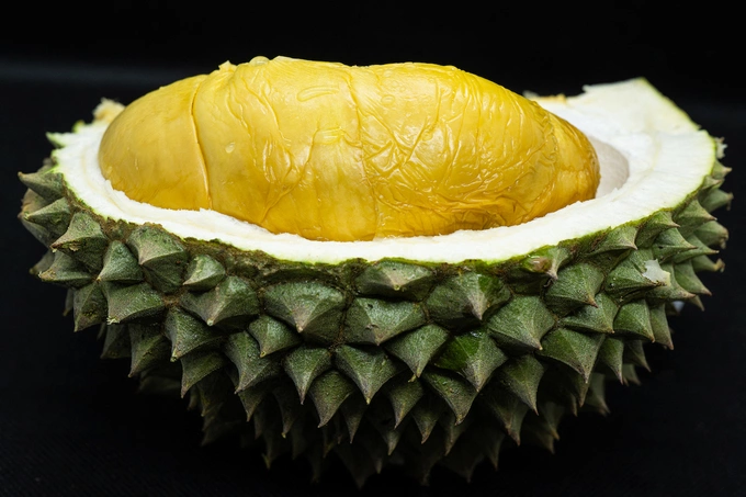 This photo taken on June 30, 2026 shows a peeled Black Thorn durian fruit in Karak, in Malaysias Pahang state. Photo by AFP