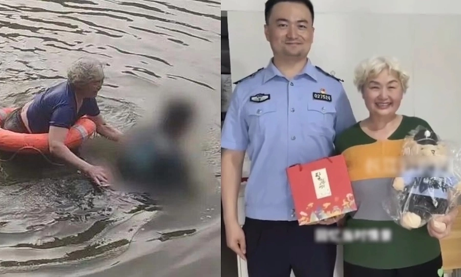 71yo woman jumps into river to save drowning man