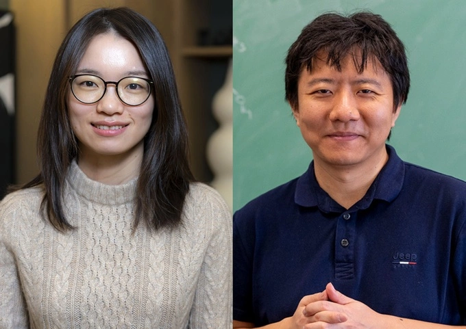 Chinese mathematician Hong Wang and Yu Deng. Photo courtesy of IMU