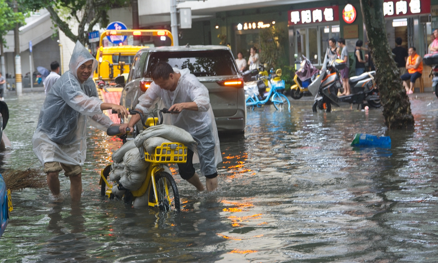 China Severe Weather From Typhoon Dolphin Floods Shanghai Streets