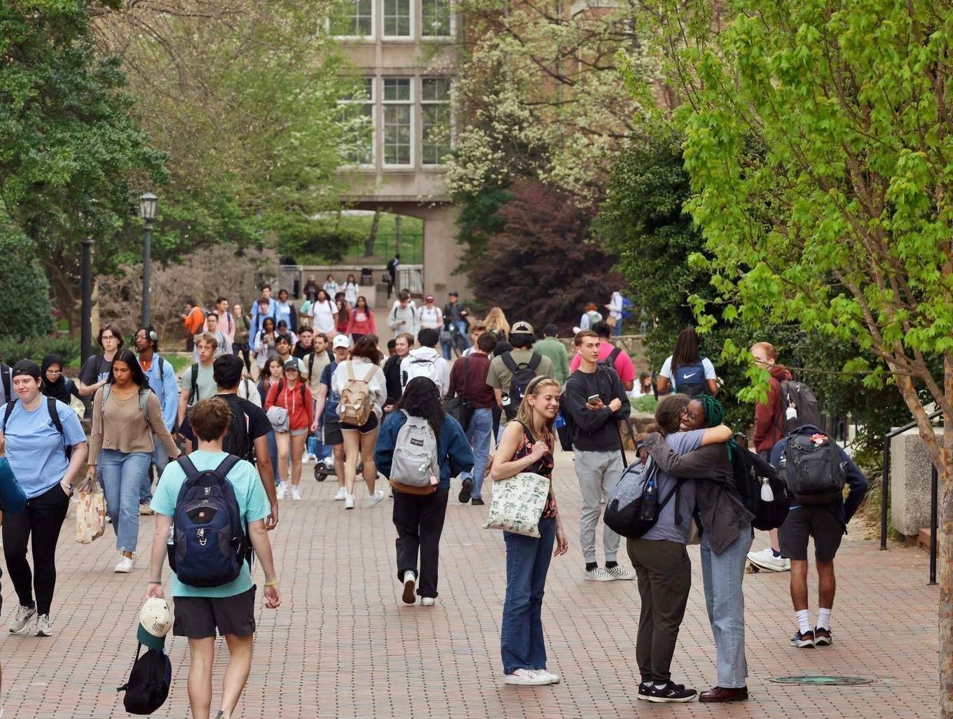 Members of the University of North Carolinas diverse student body mingle and make their way across campus as the Supreme Court weighs the issue of race-conscious admissions to colleges, in Chapel Hill, North Carolina, U.S., March 28, 2023. Photo by Reuters