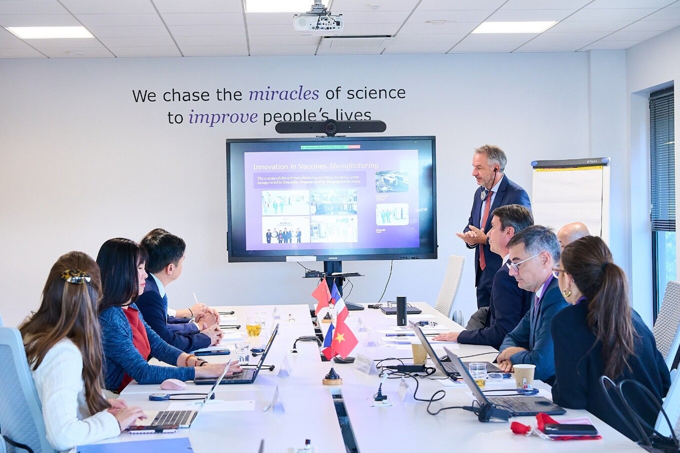 VNVC Chairman and General Director Ngo Chi Dung discusses the companys plans for vaccine manufacturing in Vietnam. Photo courtesy of VNVC