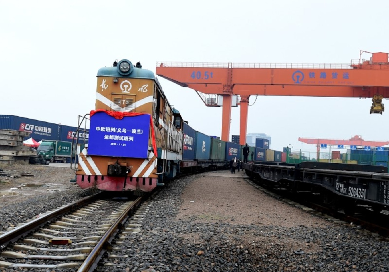 freight train bound for Malaszewicze, Poland leaves the railway port in Yiwu, Zhejiang province, China January 24, 2018. Picture taken January 24, 2018. Photo by Reuters