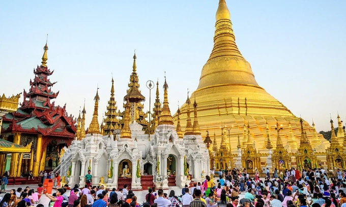 The Shwedagon Pagoda in Yangon, Myanmar, is a major tourism destination. Photo by AFP