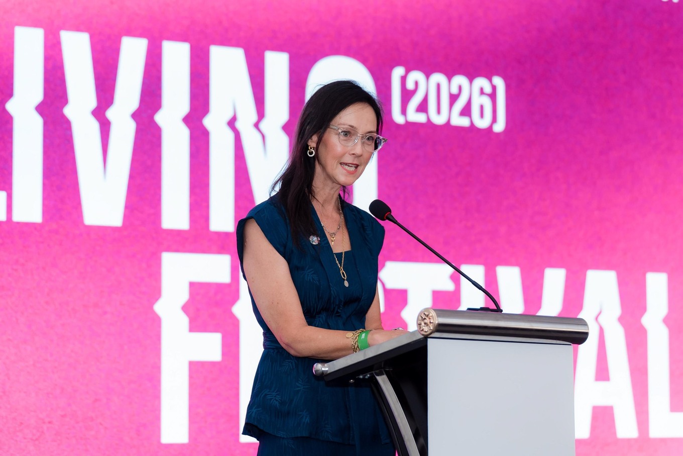 Professor Donna Cleveland, Dean of the School of Communication & Design at RMIT Vietnam, spoke at the VFCD 2026 opening event. Photo courtesy of RMIT