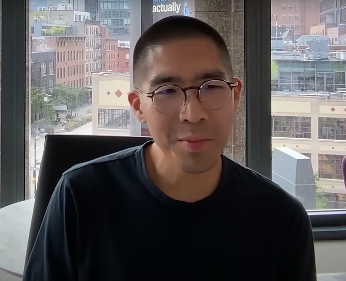 Edwin Chen, CEO and founder of Surge AI. Screenshot from Youtube/20VC with Harry Stebbings