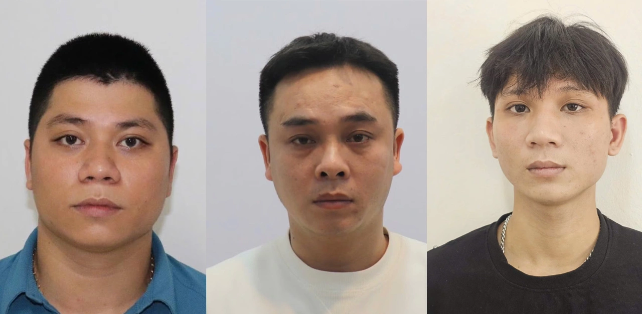 Nguyen Ha Thanh, Dinh Quoc Hoang and Tran Van Tinh (from left), three of the eight accused in the case. Photo courtesy of the police