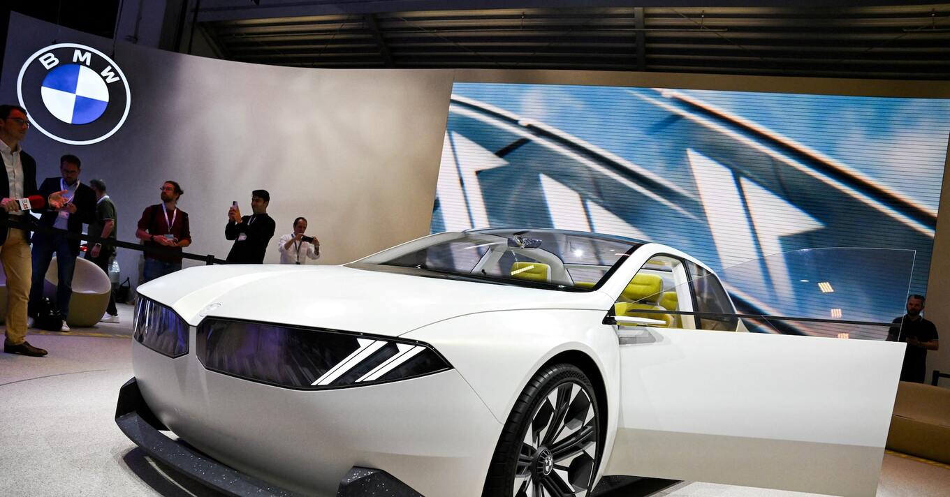A BMW Vision Neue Klasse is displayed during an event a day ahead of the official opening of the 2023 Munich Auto Show IAA Mobility, in Munich, Germany, September 4, 2023
