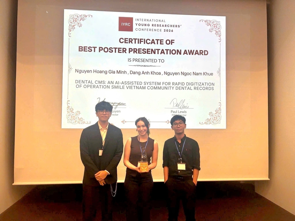 Gia Minh at the 2026 International Young Researchers Conference. Photo courtesy of the family.