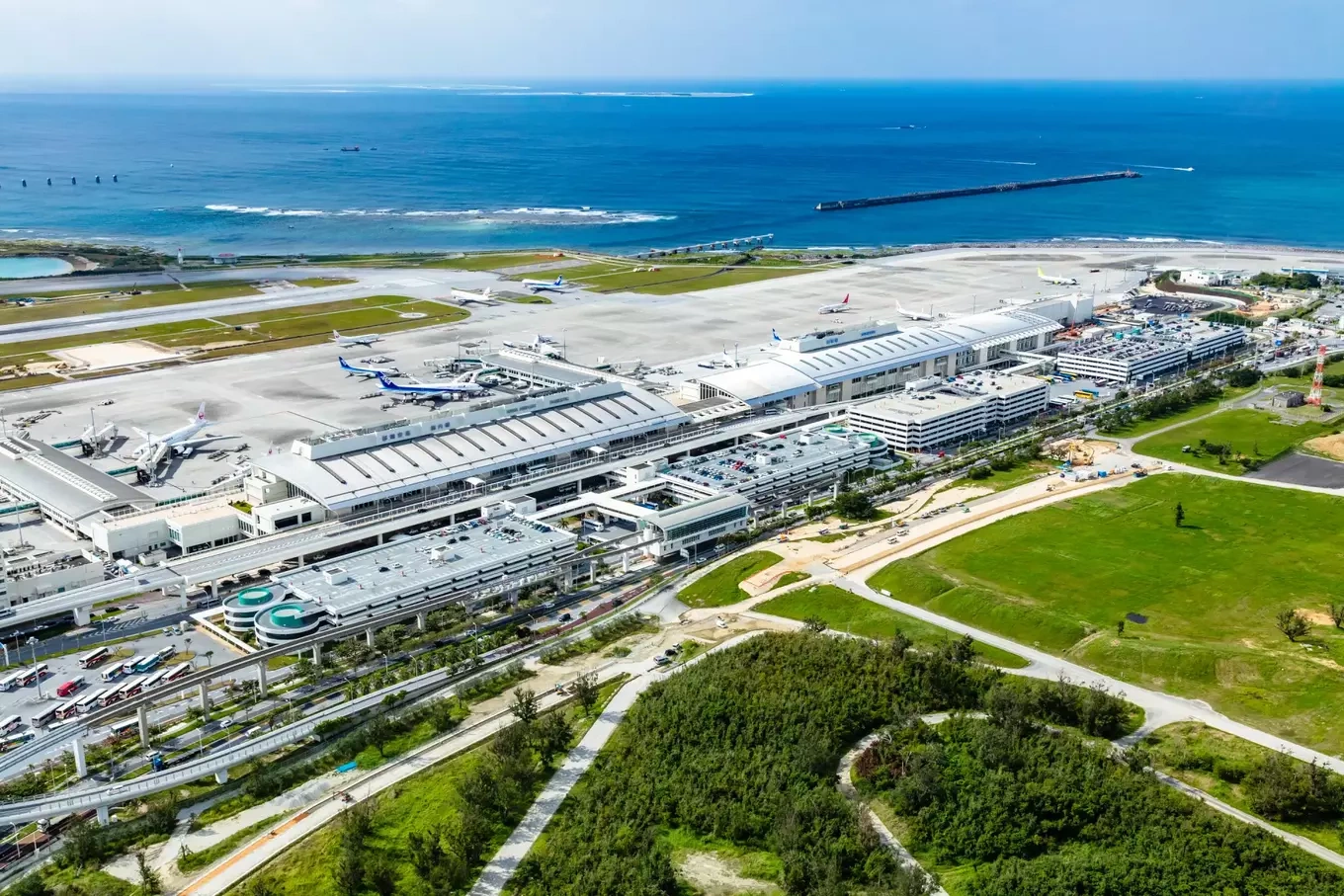Aerial view of Naha Airport. Photo courtesy of Good Luck Trip