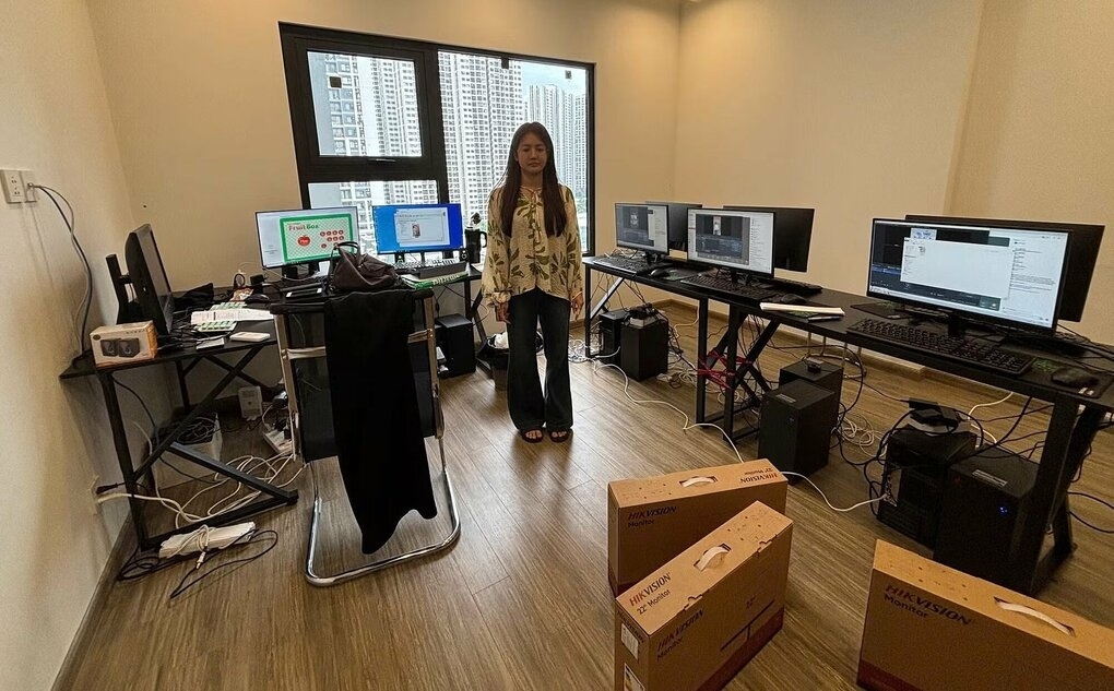 Police search the premises and seize electronic devices used to commit the crimes. Photo by police